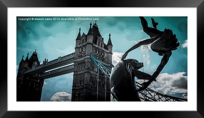 Tower Bridge splash Framed Mounted Print by stewart oakes
