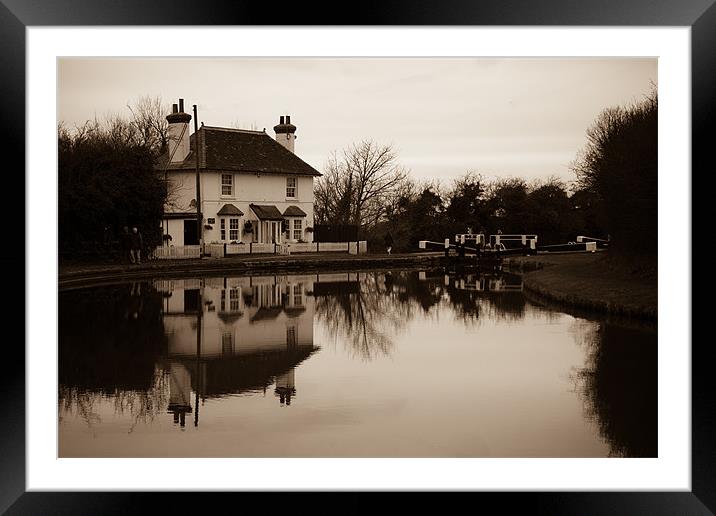 Lock keepers cottage reflected Framed Mounted Print by Martin Patten