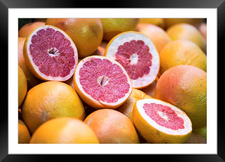 Red Grapefruit Framed Mounted Print by Martin Patten
