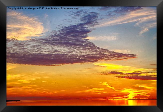 Sunset over Morecambe Bay Framed Print by Alan Gregson
