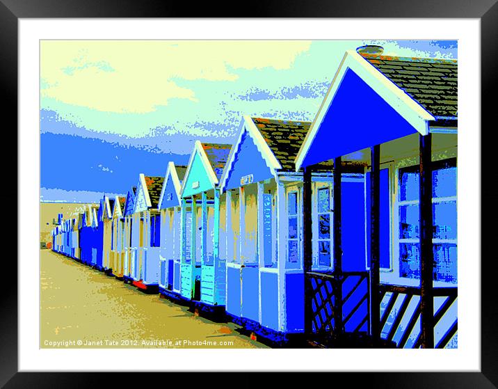 Poster style Southwold beach huts. Framed Mounted Print by Janet Tate