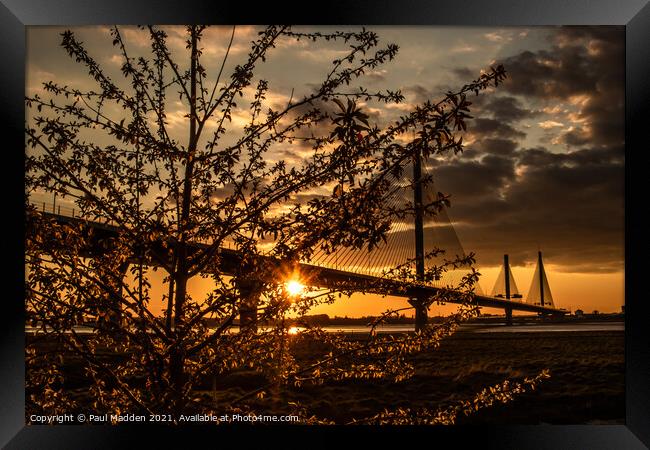 Mersey Gateway Bridge Sunset Framed Print by Paul Madden