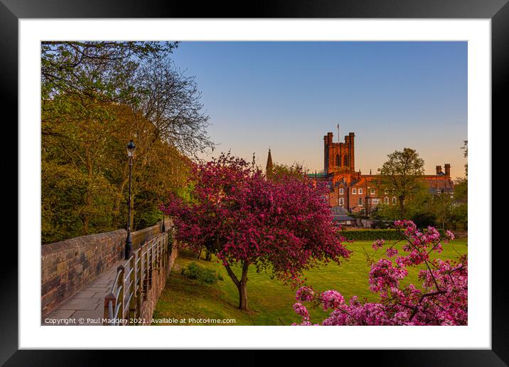 Chester city walls and cathedral Framed Mounted Print by Paul Madden