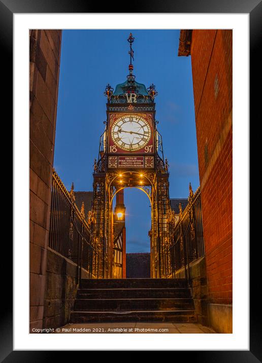 Chester City Walls Clock Framed Mounted Print by Paul Madden