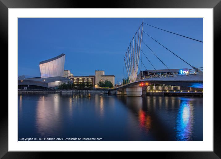 Media City Bridge and Imperial War Museum Framed Mounted Print by Paul Madden