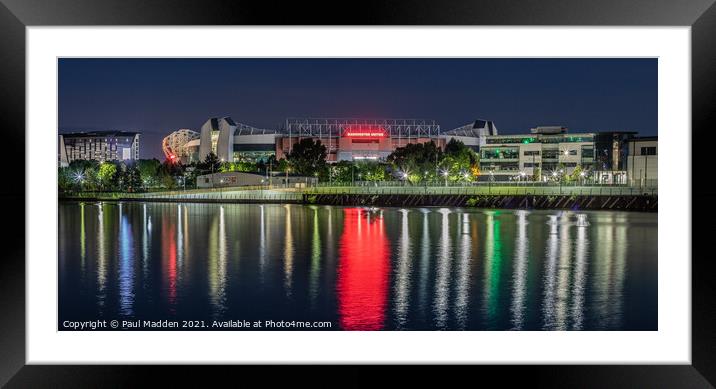 Old Trafford At Night Framed Mounted Print by Paul Madden