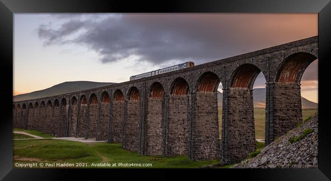 Ribblehead Viaduct and train Framed Print by Paul Madden