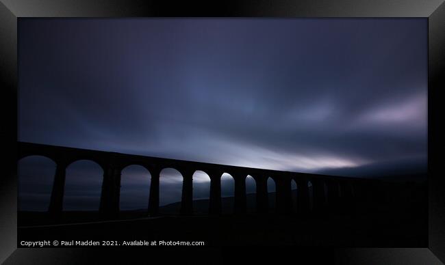 Ribblehead Viaduct Long Exposure at dusk Framed Print by Paul Madden