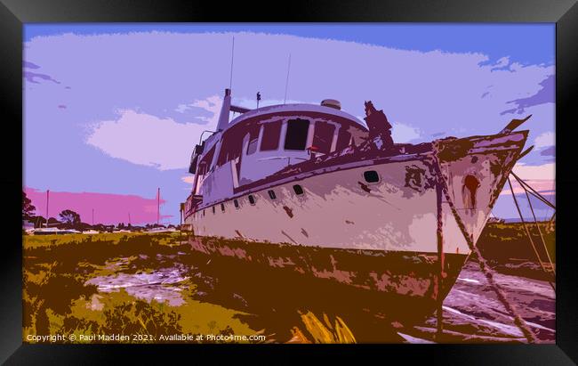 Boat at Heswall beach Framed Print by Paul Madden