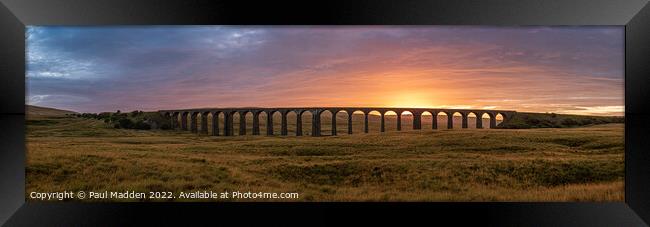Ribblehead viaduct sunrise panorama Framed Print by Paul Madden