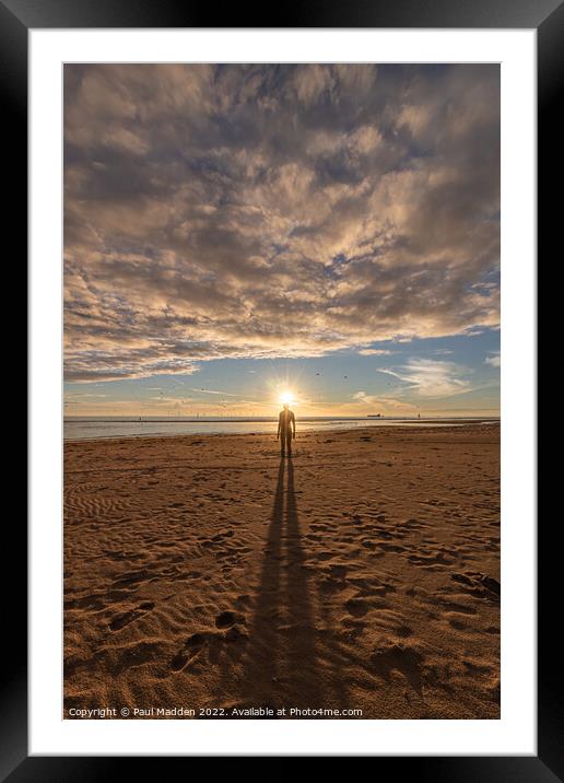 Crosby Beach Iron Man Sunset Framed Mounted Print by Paul Madden