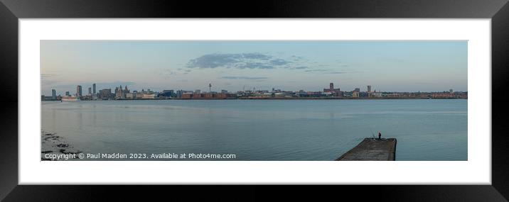 Liverpool Waterfront and fisherman Framed Mounted Print by Paul Madden