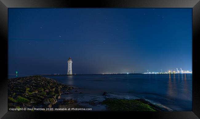 New Brighton beach and lighthouse Framed Print by Paul Madden