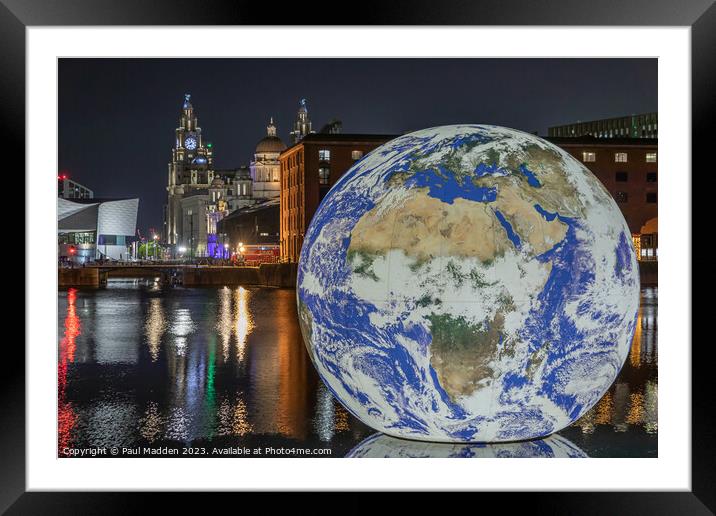 Floating globe in the Royal Albert Dock Framed Mounted Print by Paul Madden