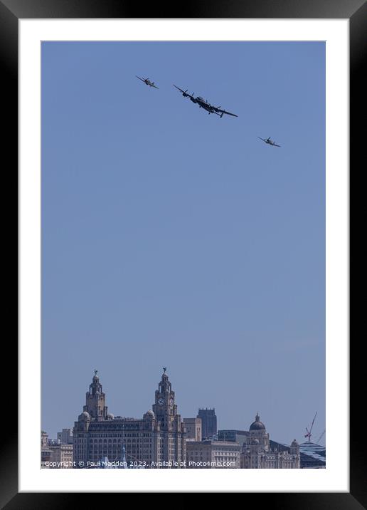 Battle of Britain over the Liver Building Framed Mounted Print by Paul Madden
