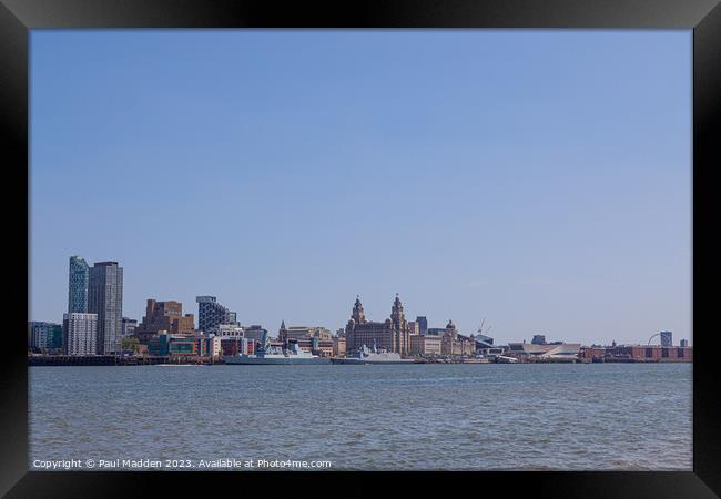 Liverpool waterfront and military ships Framed Print by Paul Madden