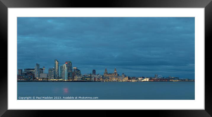Liverpool waterfront skyline panorama Framed Mounted Print by Paul Madden