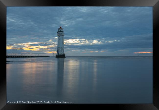 New Brighton lighthouse long exposure Framed Print by Paul Madden