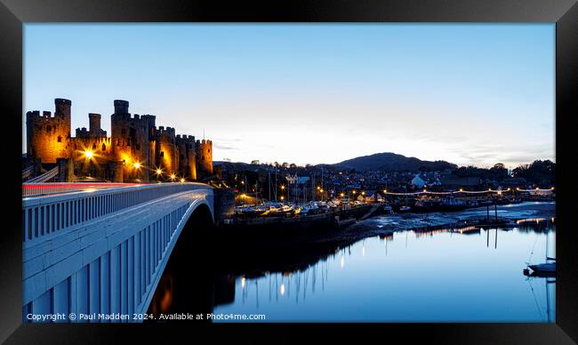 Conwy Castle at dusk Framed Print by Paul Madden