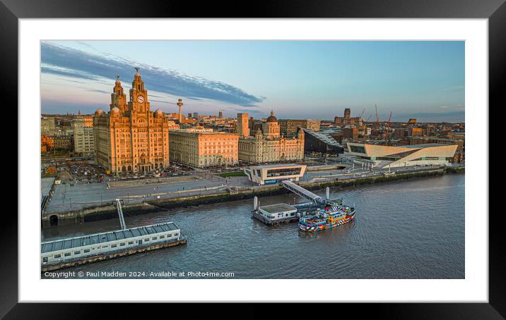 Three Graces and The Mersey Ferry Framed Mounted Print by Paul Madden
