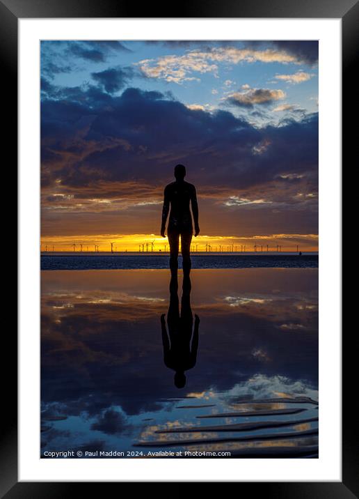Crosby Beach reflections Framed Mounted Print by Paul Madden