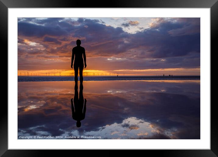 Reflections at Crosby Beach Framed Mounted Print by Paul Madden