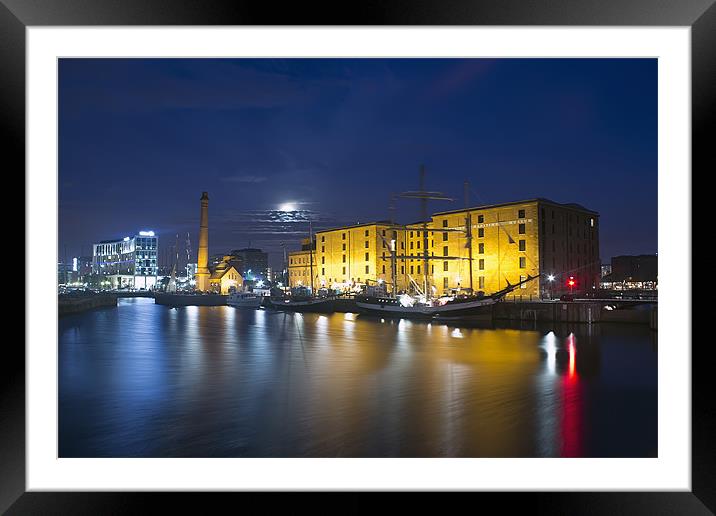 Canning dock at night Framed Mounted Print by Paul Madden