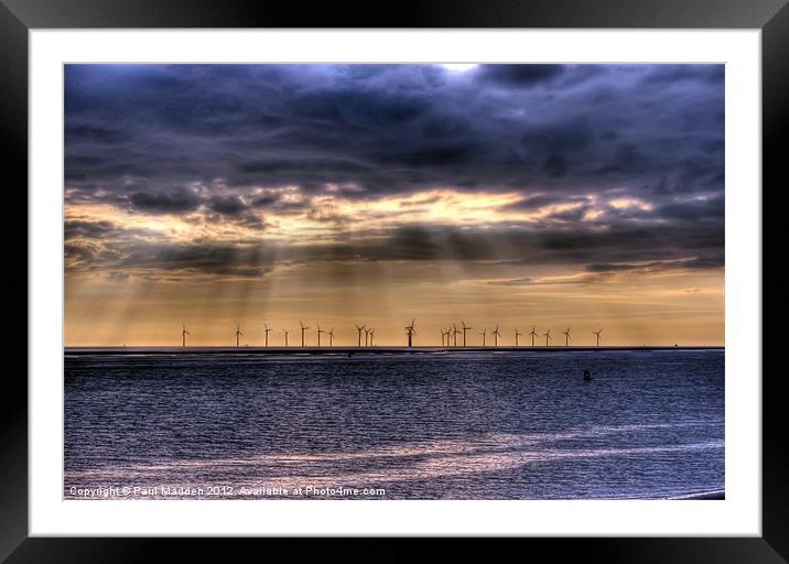 Storm over the windfarm Framed Mounted Print by Paul Madden