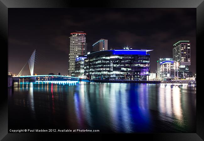 Media City Manchester Canal Framed Print by Paul Madden