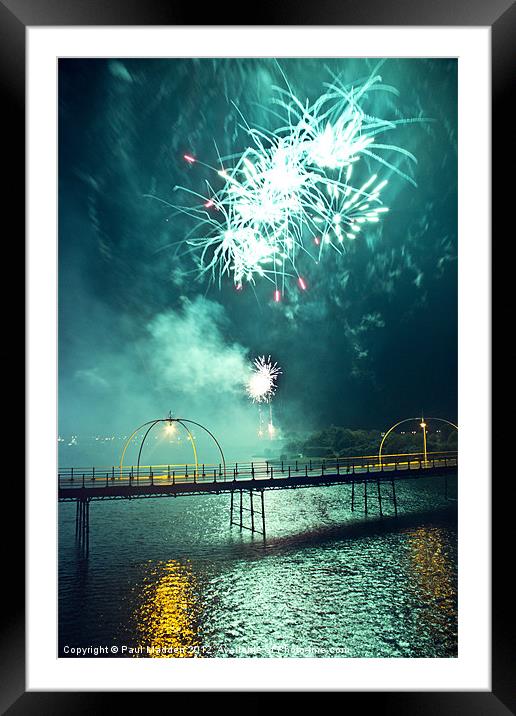 Southport Musical Fireworks green Framed Mounted Print by Paul Madden