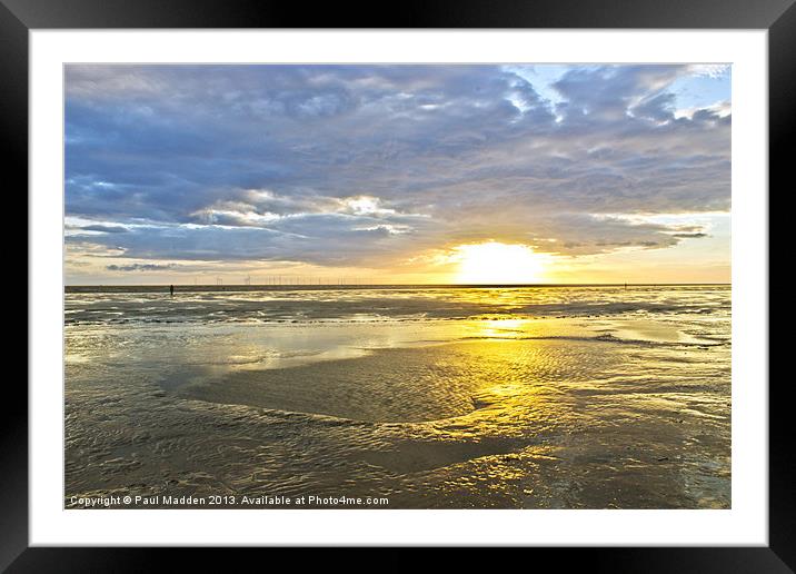Crosby beach sunset Framed Mounted Print by Paul Madden