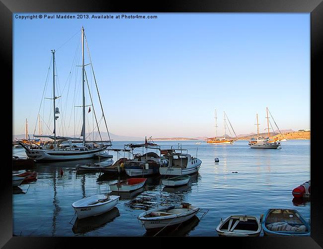 Bodrum Bay in the morning Framed Print by Paul Madden