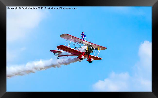Wingwalker at Southport airshow Framed Print by Paul Madden