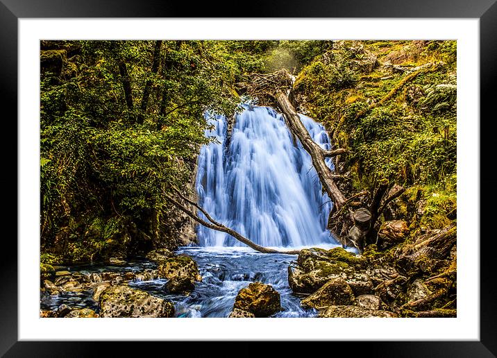 Welsh Waterfall Framed Mounted Print by Paul Madden