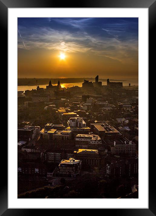 Sunset over Merseyside Framed Mounted Print by Paul Madden