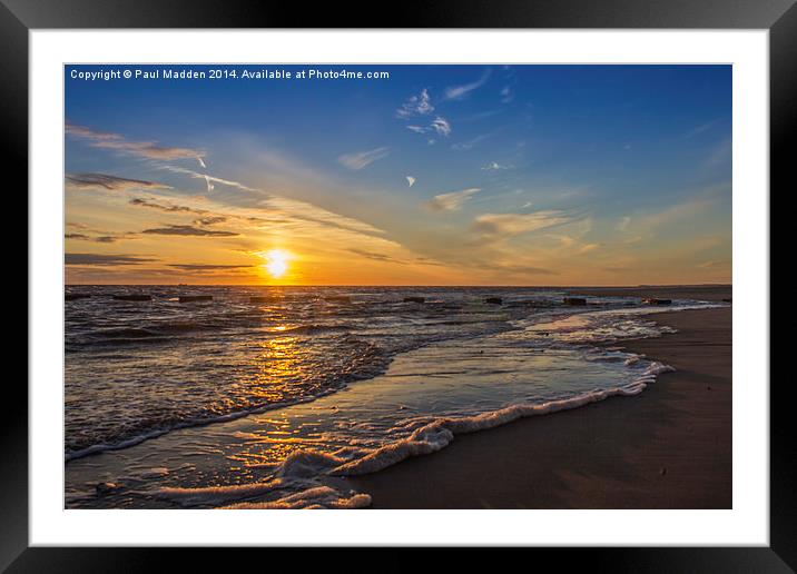 Sunset over the sea Framed Mounted Print by Paul Madden