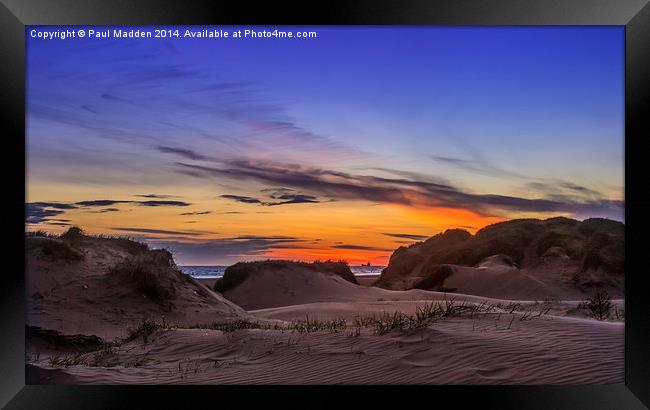 Sand Dunes Sunset Framed Print by Paul Madden