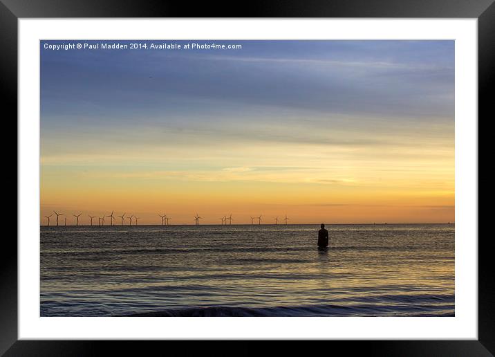 Windfarm at sunset Framed Mounted Print by Paul Madden