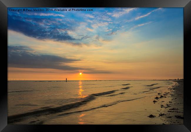  Crosby Beach Sunset Framed Print by Paul Madden