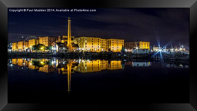  Albert Dock at night Framed Print by Paul Madden