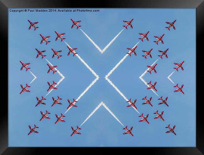 Red Arrows 4-way mirror Framed Print by Paul Madden