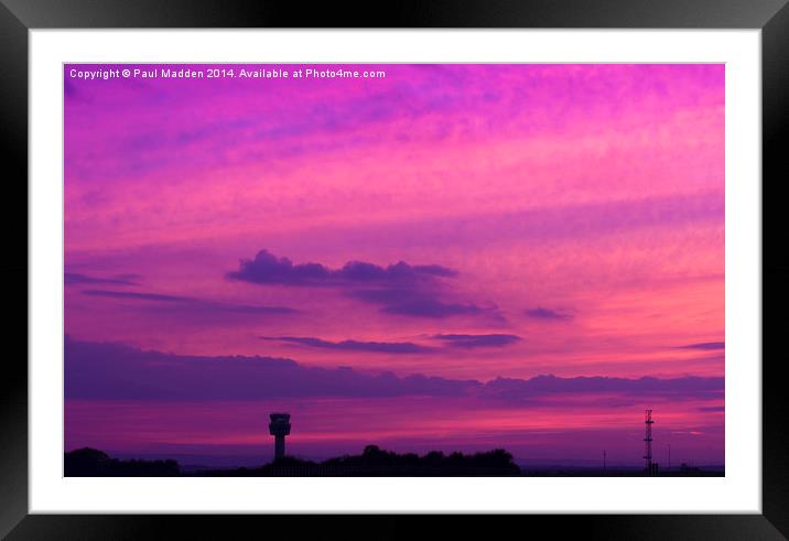 Purple skies over Liverpool Airport Framed Mounted Print by Paul Madden