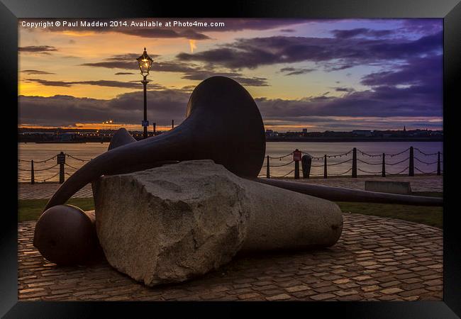 Sculpture at sunset Framed Print by Paul Madden