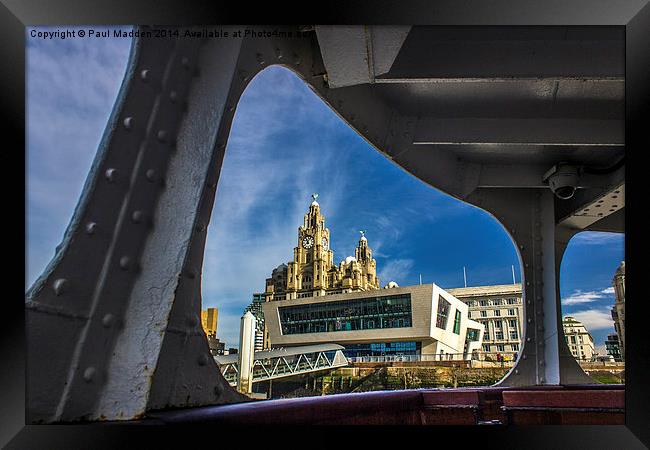 Liver building from the Mersey Ferry Framed Print by Paul Madden