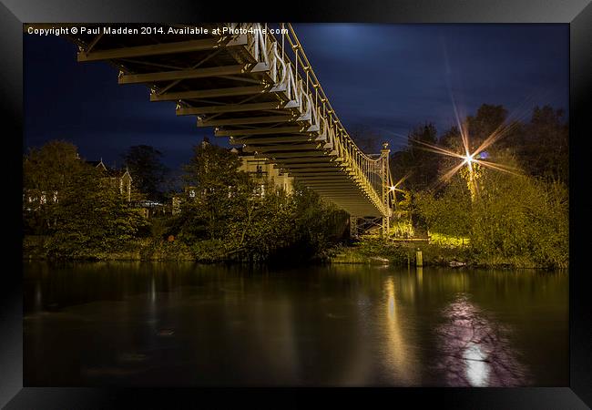 Queens suspension bridge over the River Dee - Ches Framed Print by Paul Madden