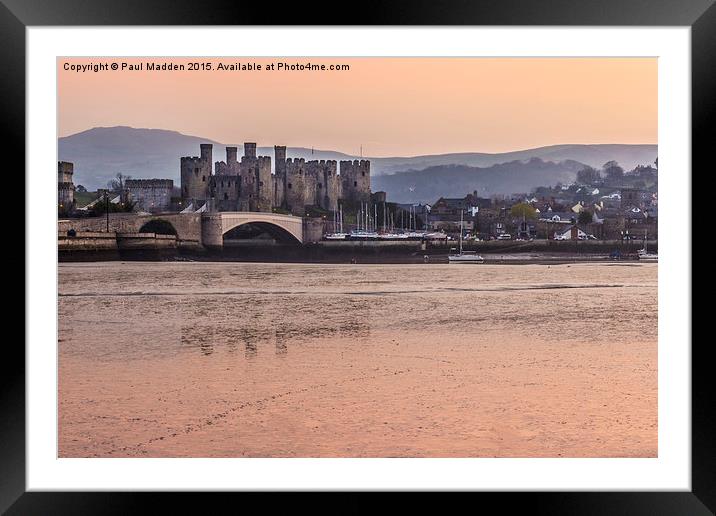 Conwy Castle and harbour at dusk Framed Mounted Print by Paul Madden
