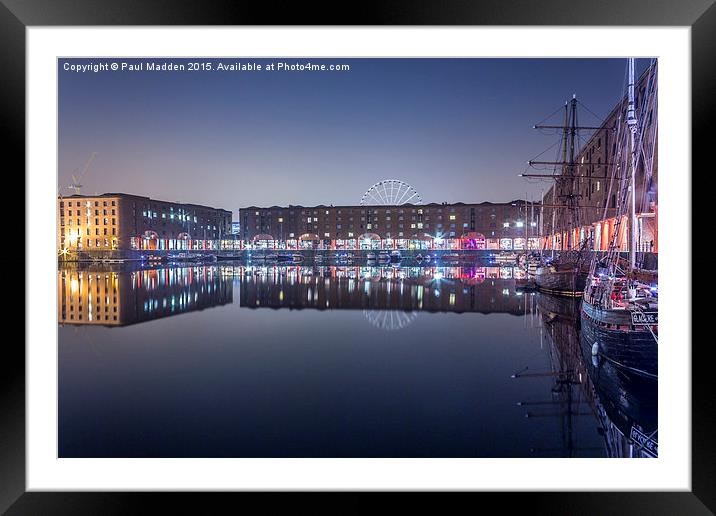 Albert Dock at Night Framed Mounted Print by Paul Madden