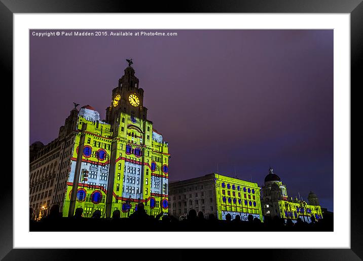 Liver Building Yellow Submarine Projection Framed Mounted Print by Paul Madden