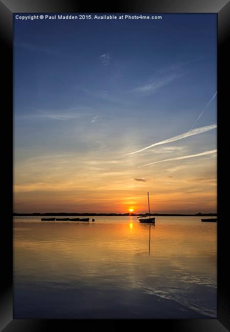 Sunset on the lake Framed Print by Paul Madden