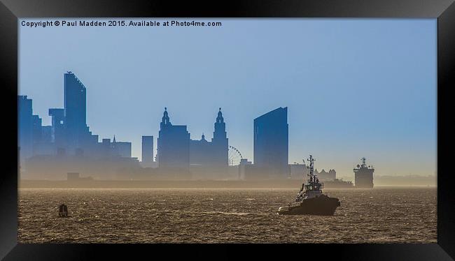 Misty Mersey Morning Framed Print by Paul Madden